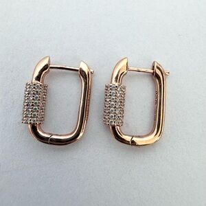 APM Monaco 18k Rose Gold Plated Crystal Hoop Earrings